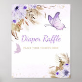 Schmetterling-Baby-Party-Windel-Raffle-Schild mit Poster (Vorne)