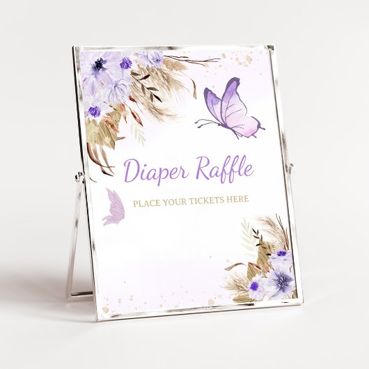 Schmetterling-Baby-Party-Windel-Raffle-Schild mit Poster