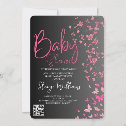 Schmetterling Baby Shower Einladung (Vorderseite)
