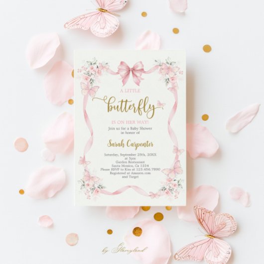Schmetterling Baby Shower Mädchen Einladung
