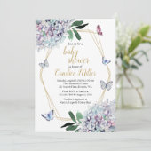 Schmetterling Babydusche Hydrangea Blumengarten Einladung (Stehend Vorderseite)