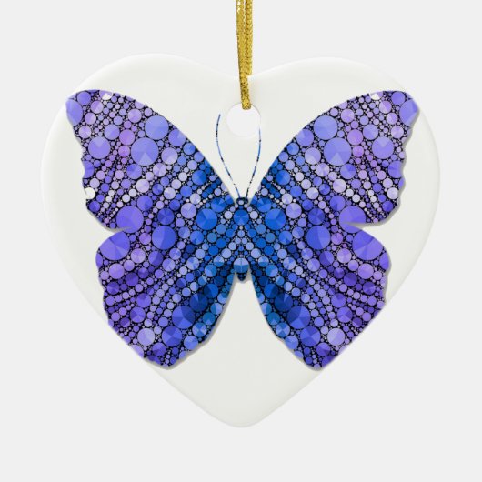 Schmetterling bedruckt Herz geformt Ornament (Vorne)