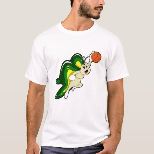 Schmetterling beim Basketball-Sport T-Shirt (Vorderseite)