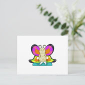 Schmetterling beim Yoga im Schneidersitz Postkarte (Stehend Vorderseite)