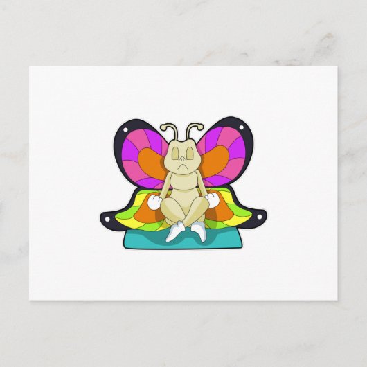 Schmetterling beim Yoga im Schneidersitz Postkarte (Vorderseite)