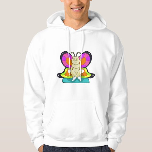 Schmetterling beim Yoga in Cross-Binary Hoodie (Vorderseite)