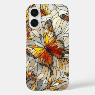 Schmetterling Bernstein Glasmalerei-Muster iPhone 16 Hülle