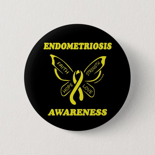 Schmetterling/Bewusstsein...Endometriose-Taste Button (Vorderseite)