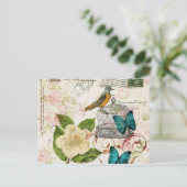 Schmetterling Birdcage Französisch Kamelie moderne Postkarte (Stehend Vorderseite)