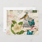 Schmetterling Birdcage Französisch Kamelie moderne Postkarte (Vorne/Hinten)