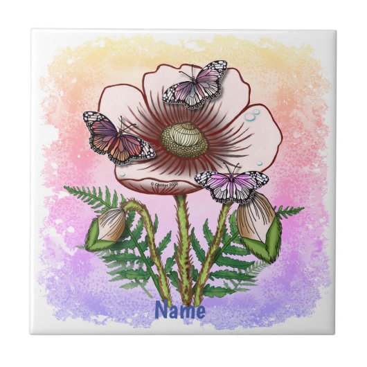 Schmetterling Blasser Mohn Fliese (Vorderseite)