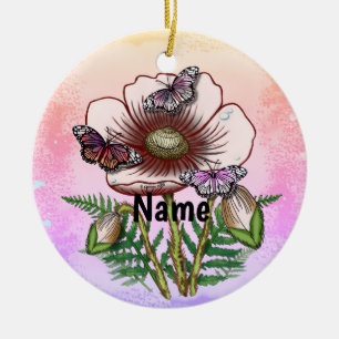 Schmetterling Blasser Mohn  Keramik Ornament