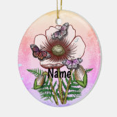 Schmetterling Blasser Mohn Keramik Ornament (Links)