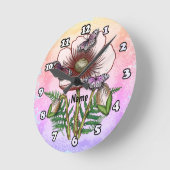 Schmetterling Blasser Mohn Runde Wanduhr (Winkel)