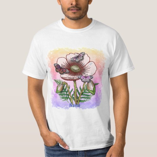 Schmetterling Blasser Mohn T-Shirt (Vorderseite)