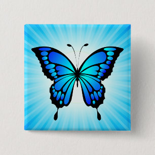 Schmetterling Blau Insekten Illustration-20284 T-S Button