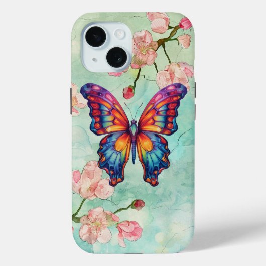 Schmetterling Blau Orange Flügel Case-Mate iPhone Hülle (Rückseite)