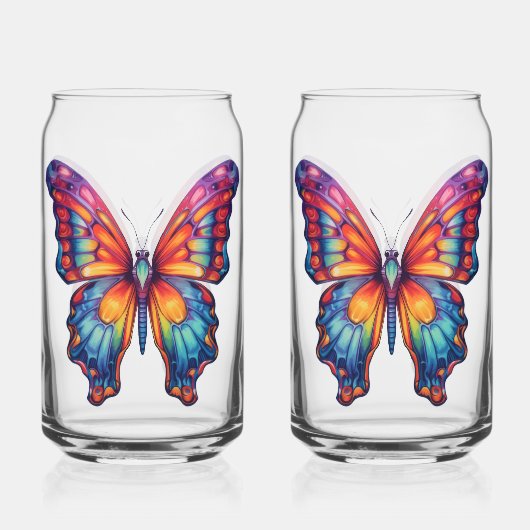 Schmetterling Blau Orange Flügel Dosenglas (Vorderseite)