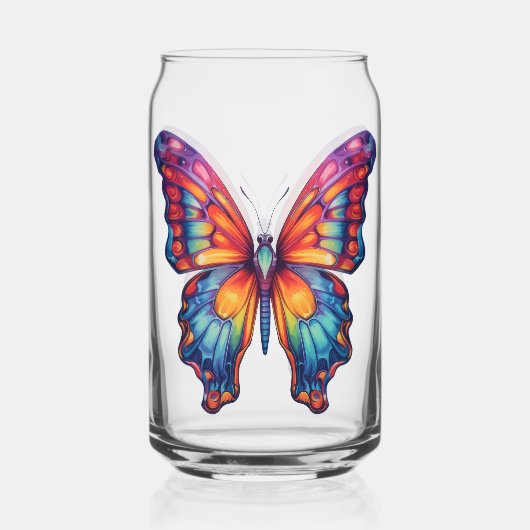 Schmetterling Blau Orange Flügel Dosenglas (Vorderseite)