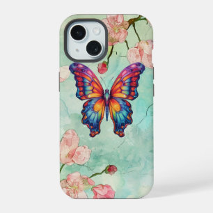 Schmetterling Blau Orange Flügel iPhone 15 Hülle