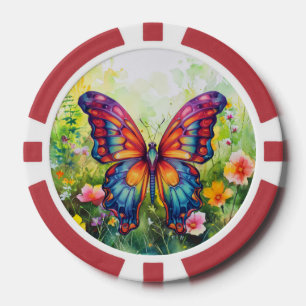 Schmetterling Blau Orange Flügel Pokerchips