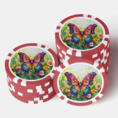Schmetterling Blau Orange Flügel Pokerchips (Stapel)