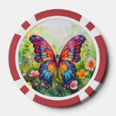 Schmetterling Blau Orange Flügel Pokerchips (Rückseite)