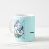 Schmetterling Blaue Gänseblümchen Kaffeetasse (Vorderseite Links)
