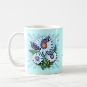 Schmetterling Blaue Gänseblümchen  Kaffeetasse