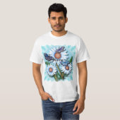 Schmetterling Blaue Gänseblümchen T-Shirt (Vorne ganz)