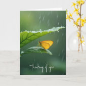 Schmetterling Bleibe trocken unter einem Blatt Karte (Gelbe Blume)