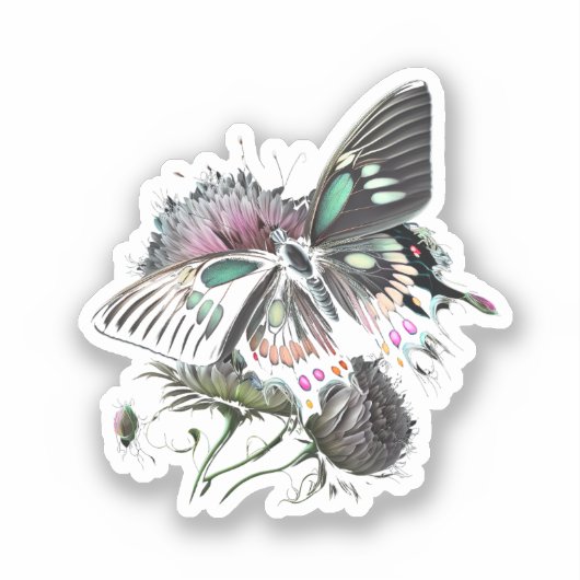 Schmetterling-Blume Aufkleber (Vorderseite)