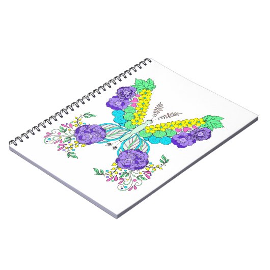 Schmetterling, Blume, farbenfroh, whimsisch Notizblock (Linke Seite)