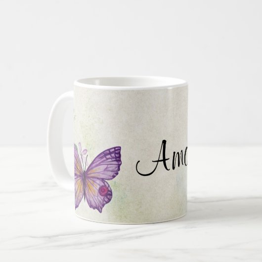 Schmetterling - Blume Kaffeetasse (Vorderseite Links)
