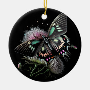 Schmetterling-Blume Keramik Ornament