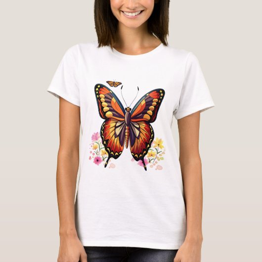Schmetterling, Blume T-Shirt (Vorderseite)