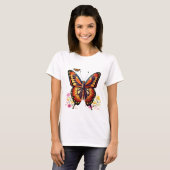 Schmetterling, Blume T-Shirt (Vorne ganz)