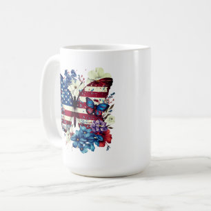 Schmetterling, Blume, Unabhängigkeitstag Kaffeetasse