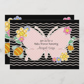 Schmetterling, Blume und Bienendusche Einladung (Vorne/Hinten)