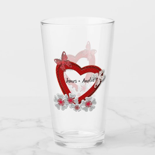 Schmetterling Blume Valentinstag Liebe wir Glas (Vorderseite)
