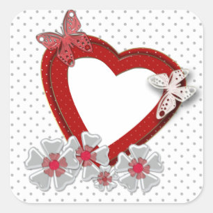 Schmetterling Blume Valentinstag Liebe wir Quadratischer Aufkleber