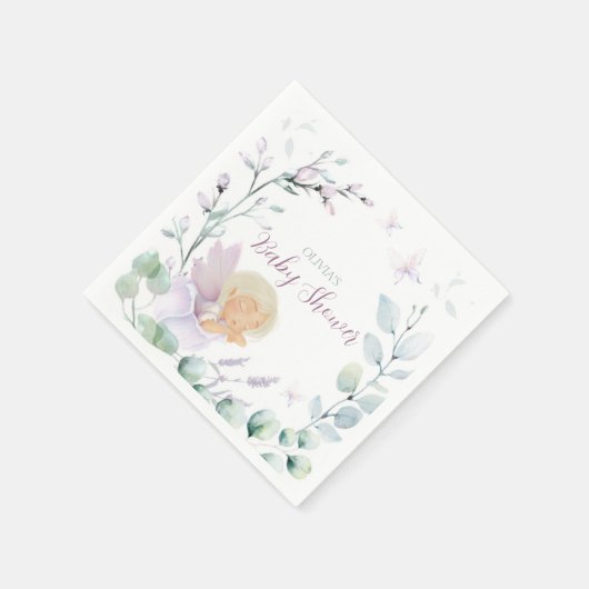 Schmetterling & Blume Wasserfarbe Kinderdusche Serviette (Ecke)