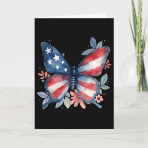Schmetterling Blumen Amerikanische Flagge Usa 4. J Karte