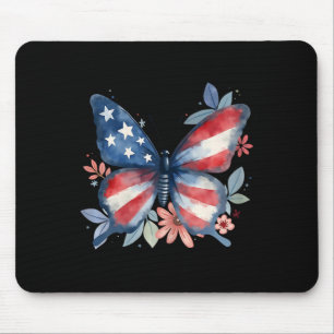 Schmetterling Blumen Amerikanische Flagge Usa 4. J Mousepad