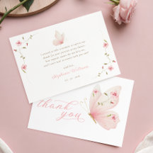 Schmetterling Blumen Baby Shower Dankeskarten