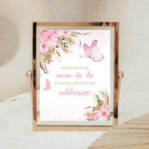 Schmetterling Blumen Baby Shower Umschlag-Station Poster