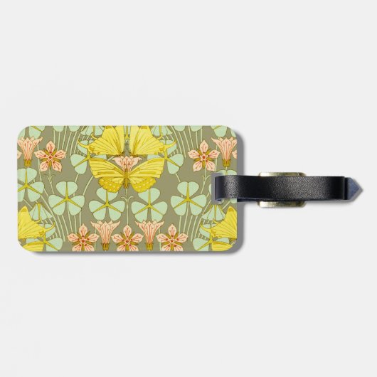 Schmetterling Blumen Botanisch Bunt Gepäckanhänger (Rückseite horizontal)