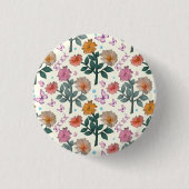 Schmetterling Blumen Garten Muster Button (Vorderseite)