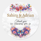 Schmetterling Blumen Geschenktasche -Individualisi Runder Aufkleber (Vorderseite)