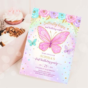 Schmetterling Blumen Mädchen Geburtstagseinladung Einladung